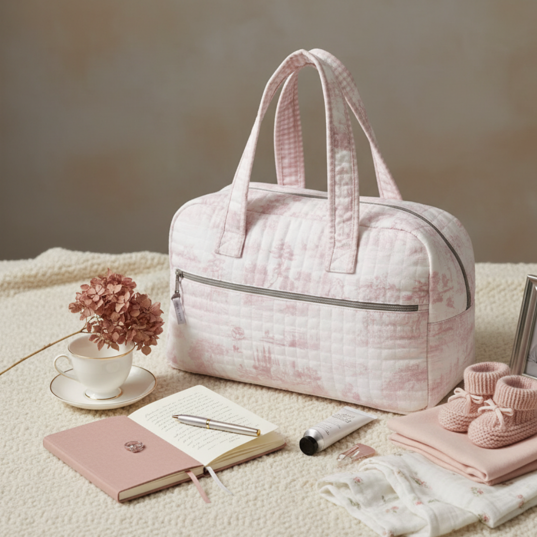 Pink Toile Essentials Bag
