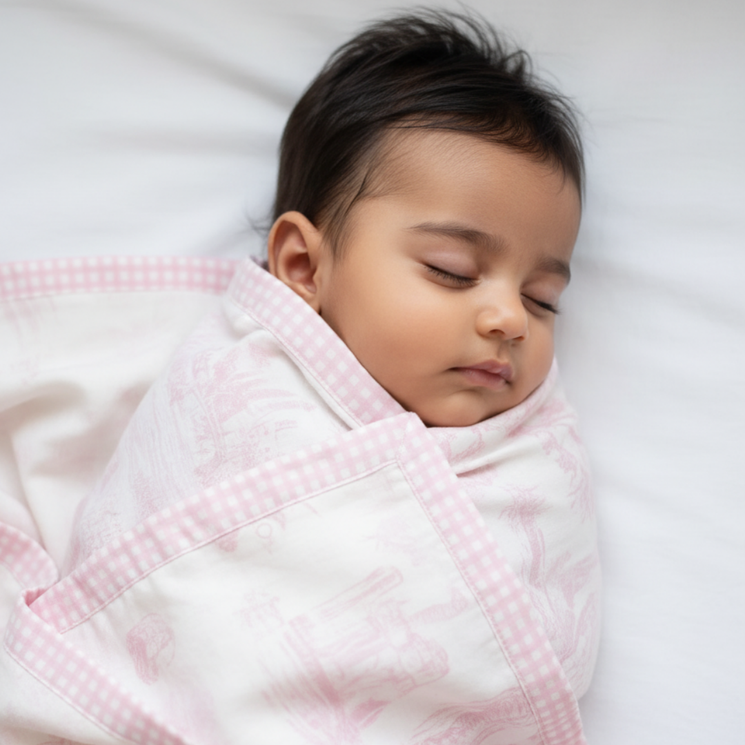 Pink Toile Cotton Blanket