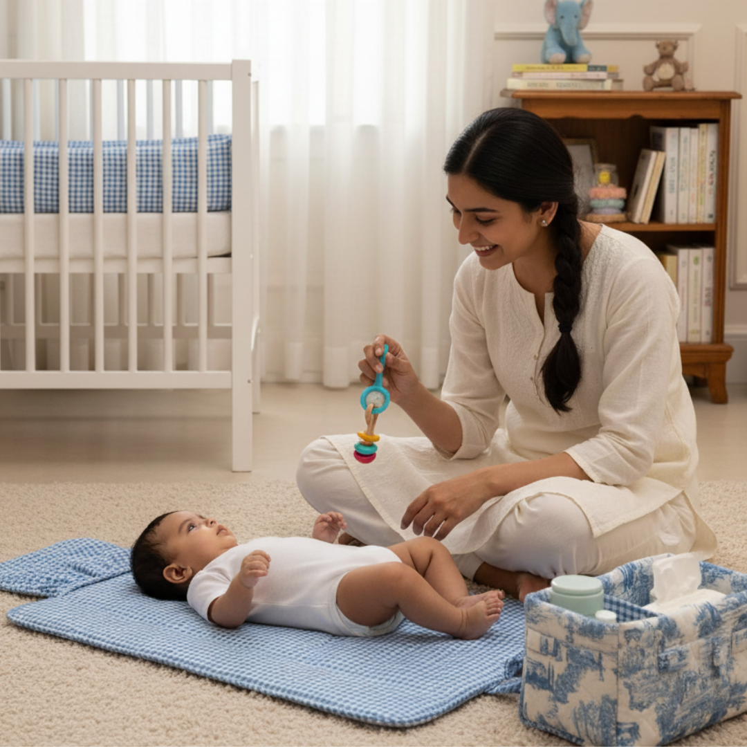 Blue Toile Changing Mat