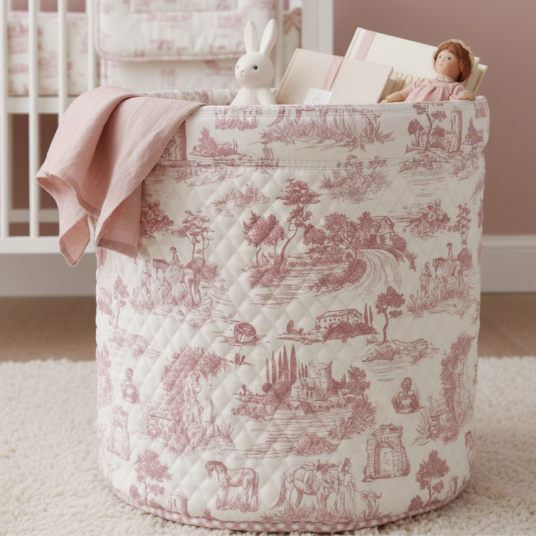 Pink Toile Organiser Bin