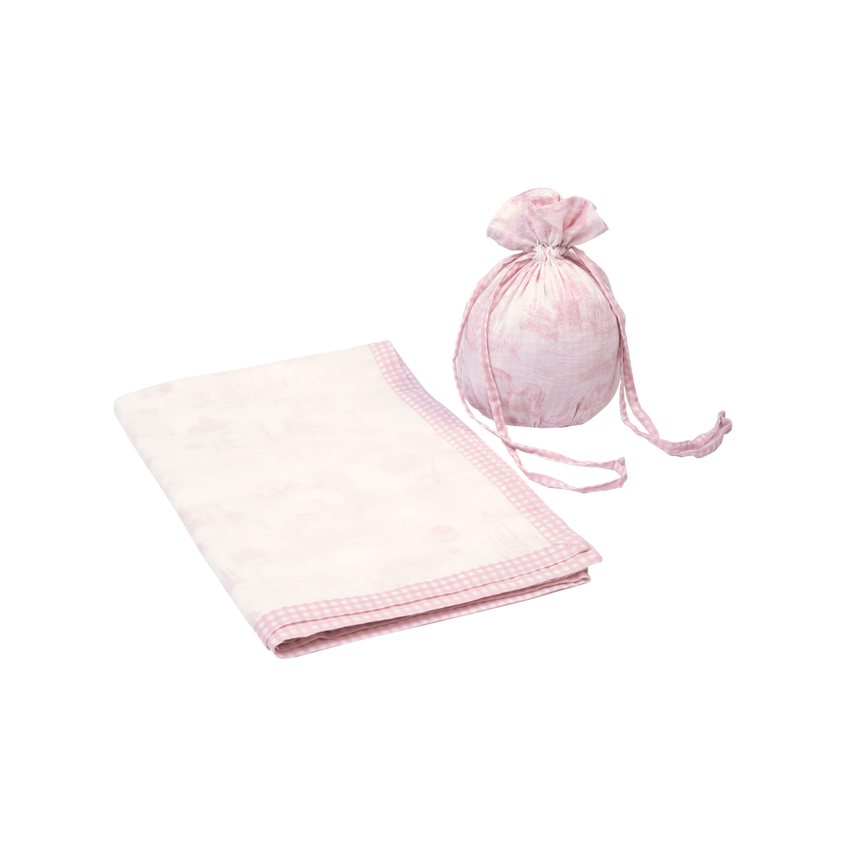Pink Toile Cotton Blanket