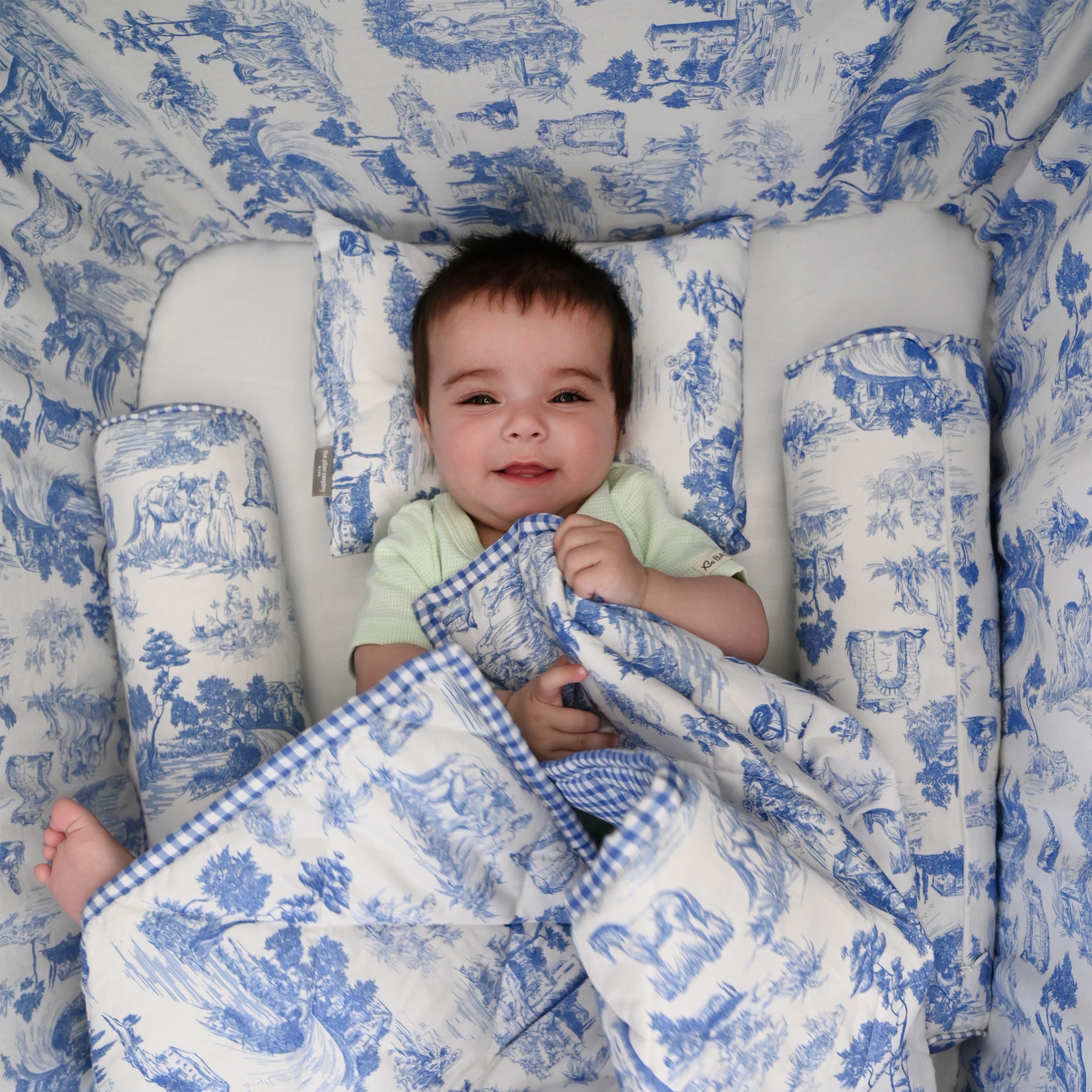 Blue Toile Crib Bedding Set