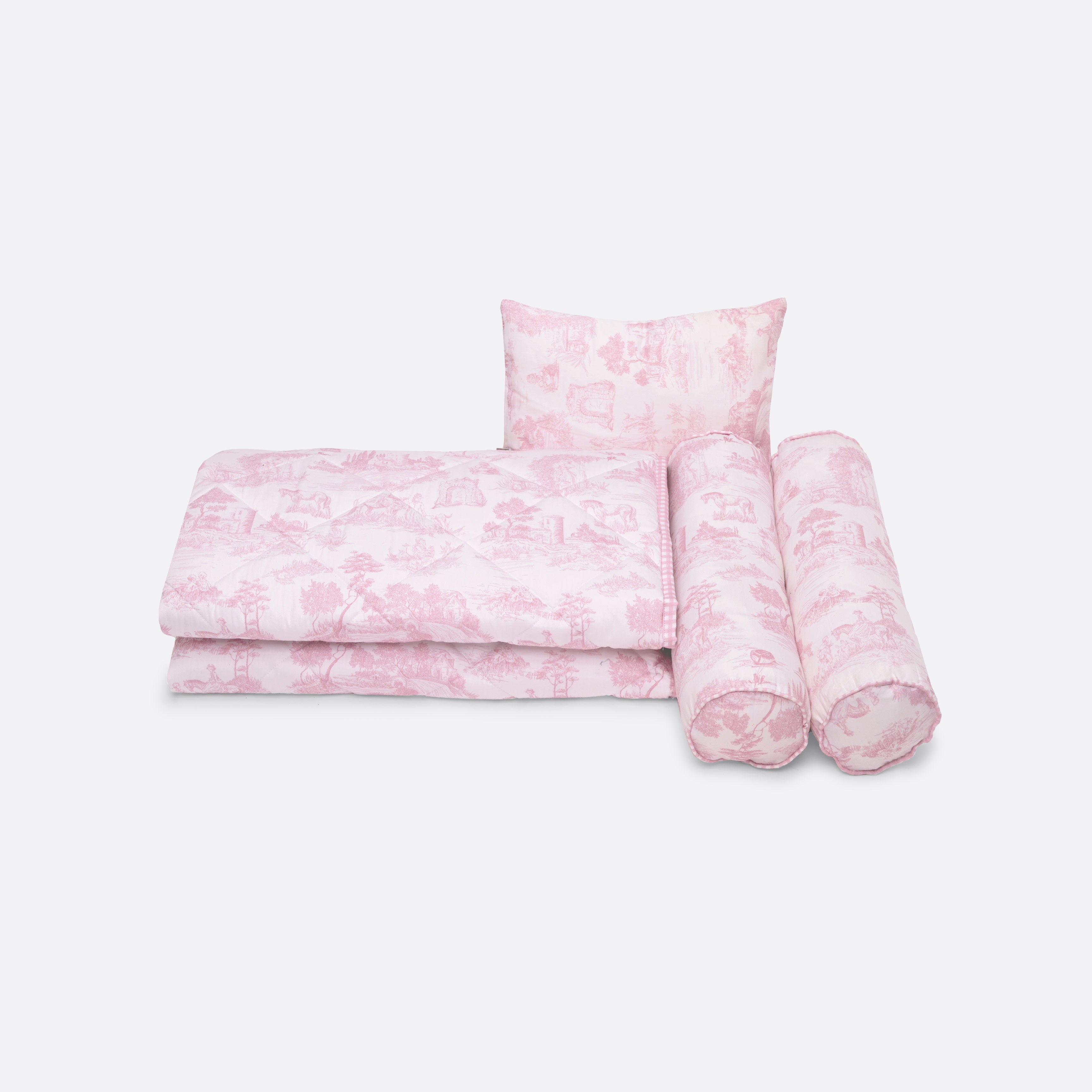 Pink Toile Crib Bedding Set