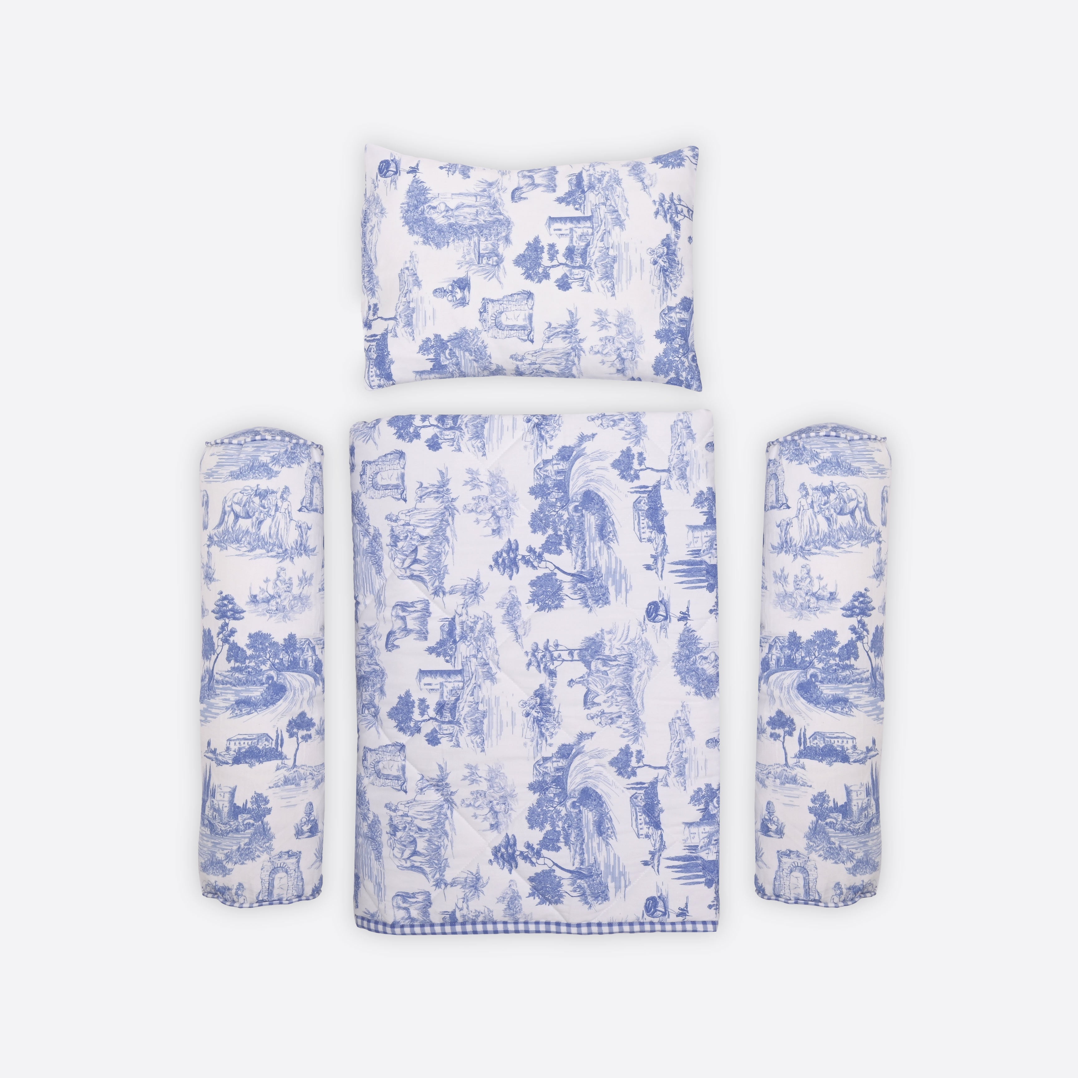 Blue Toile Crib Bedding Set