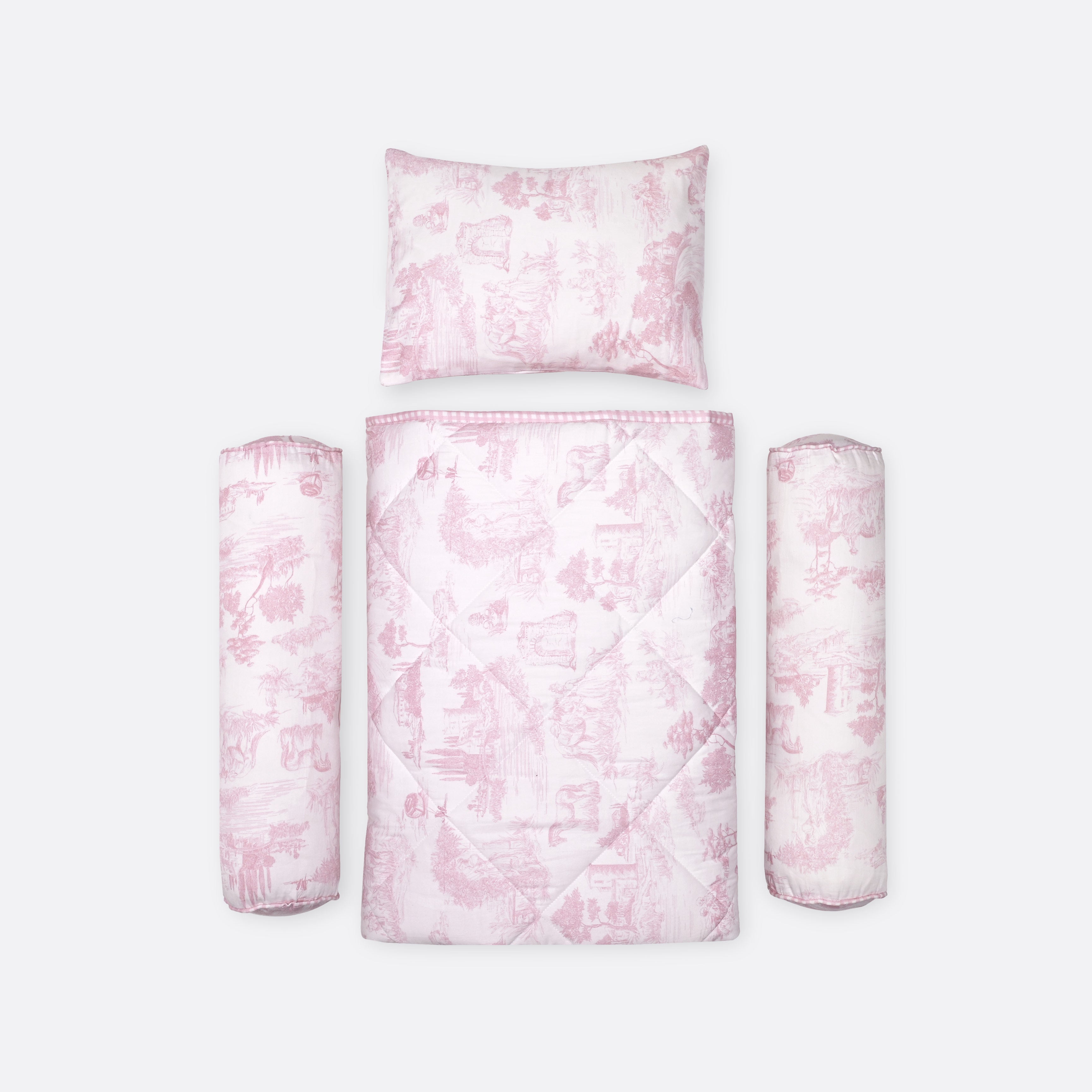 Pink Toile Crib Bedding Set