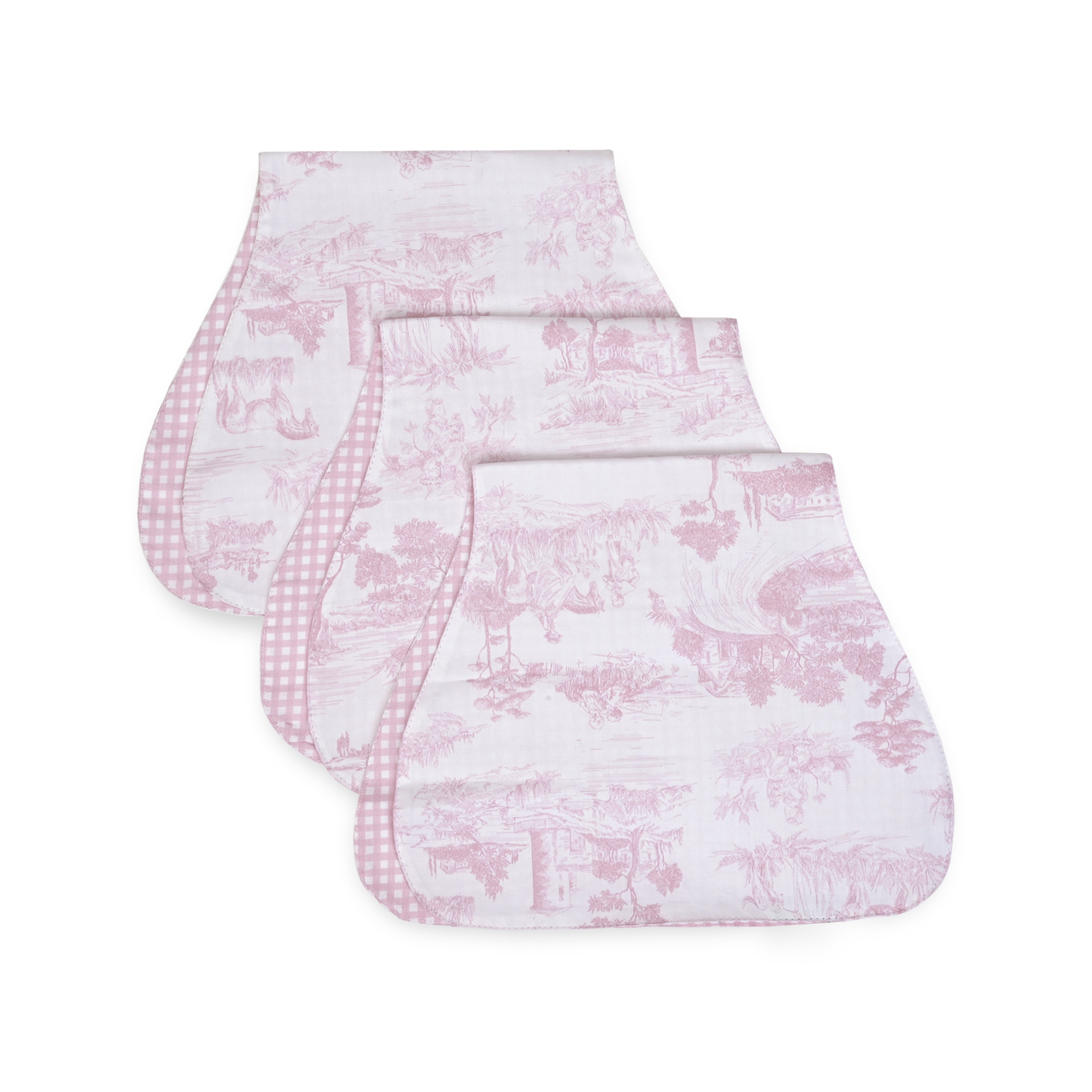 Pink Toile Burp Cloth Set of 3