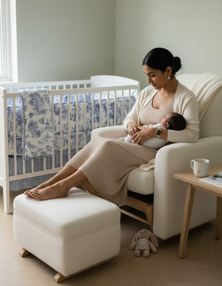 Infant linen and nursery essentials in coordinating prints by The Pillow Company Kids
