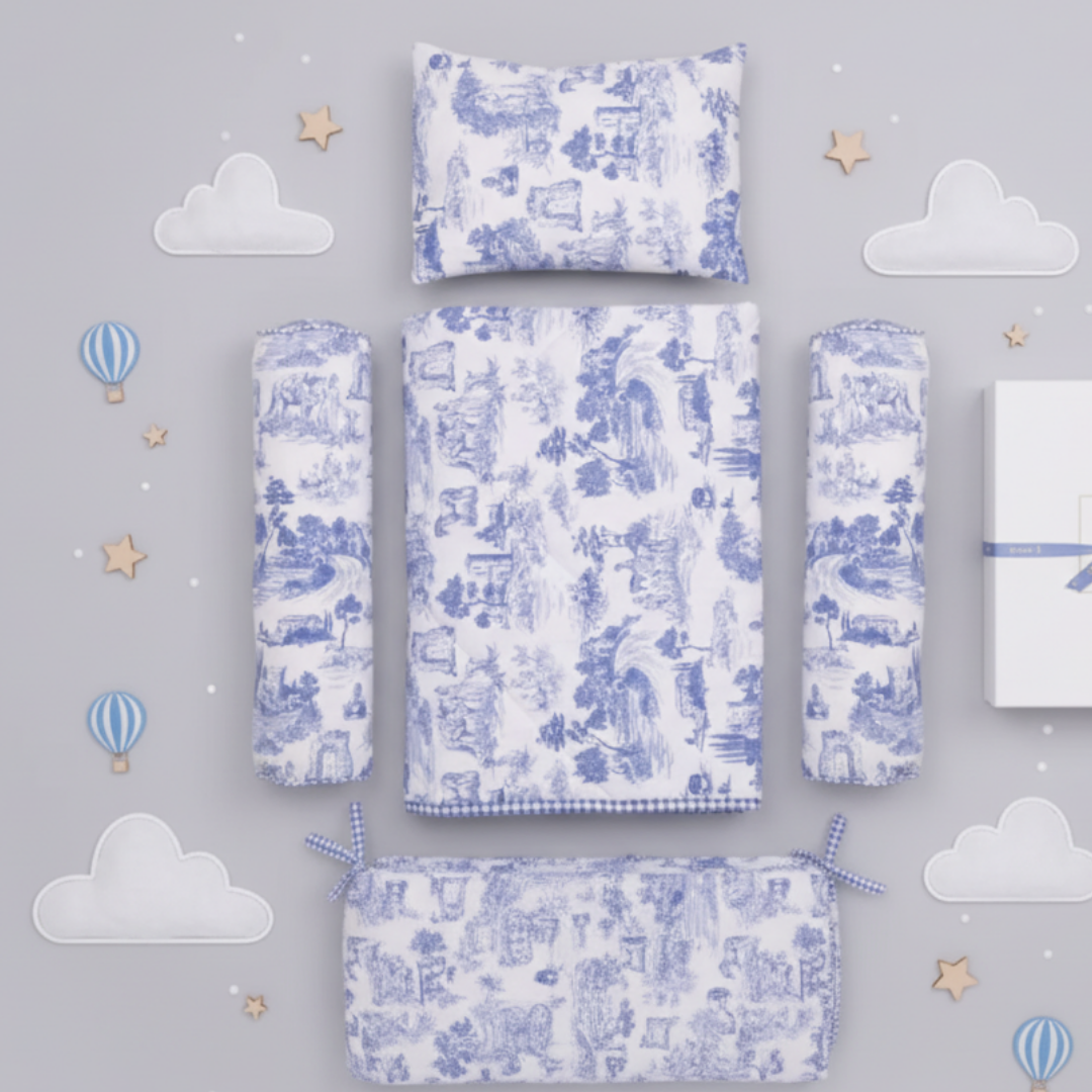 Blue Toile Crib Starter Kit