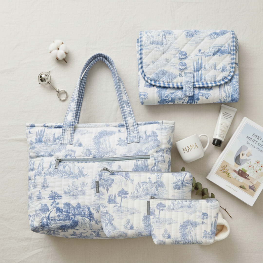 Blue Toile On-the-Go Mom Kit