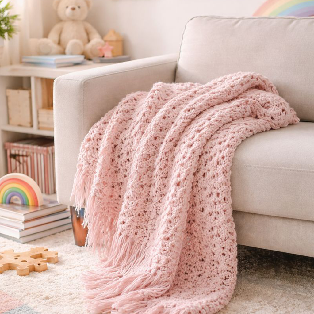 Wool Throw , Pink