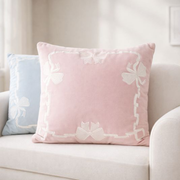 Pink Ribbon Cushion Cover in Velvet