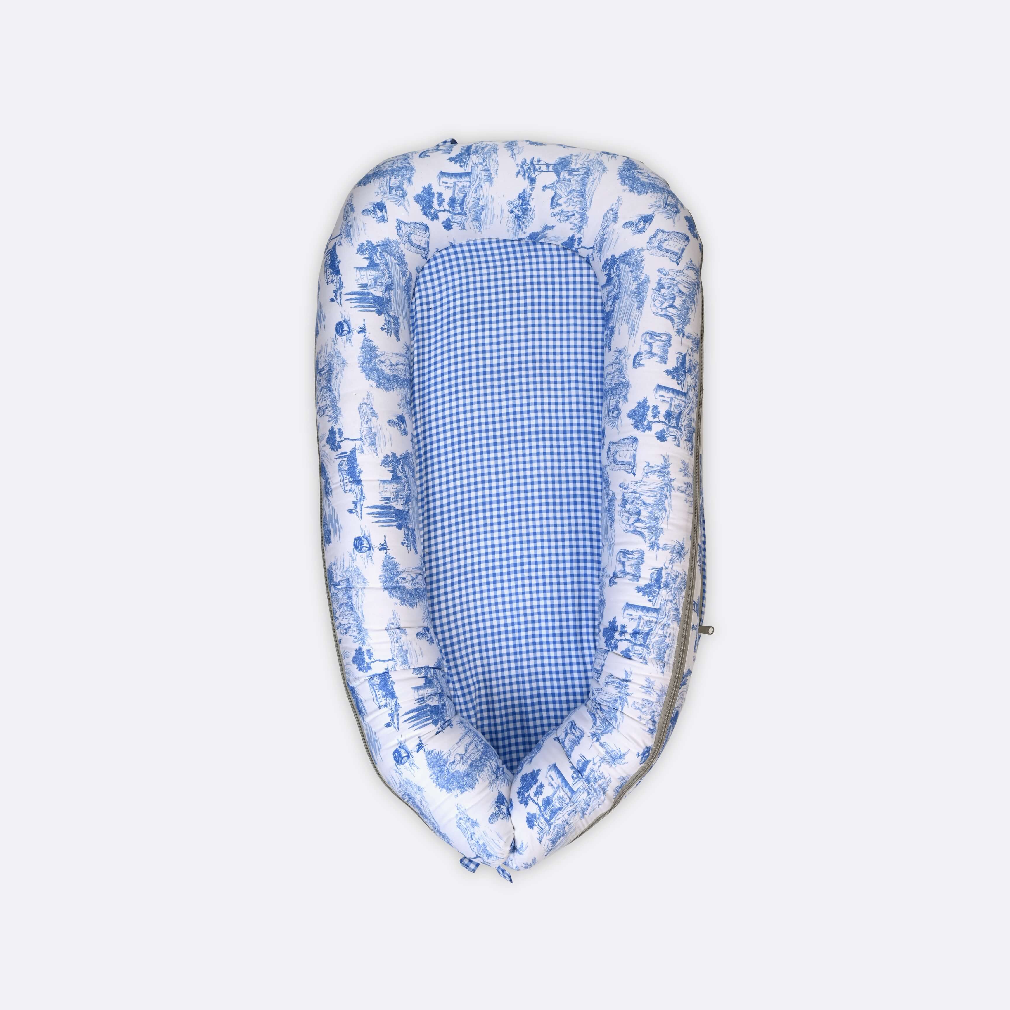 Blue Toile Baby Nest