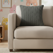 Grey Cable Knit Cushion Cover