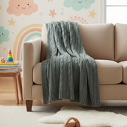 Grey Cable Knit Throw
