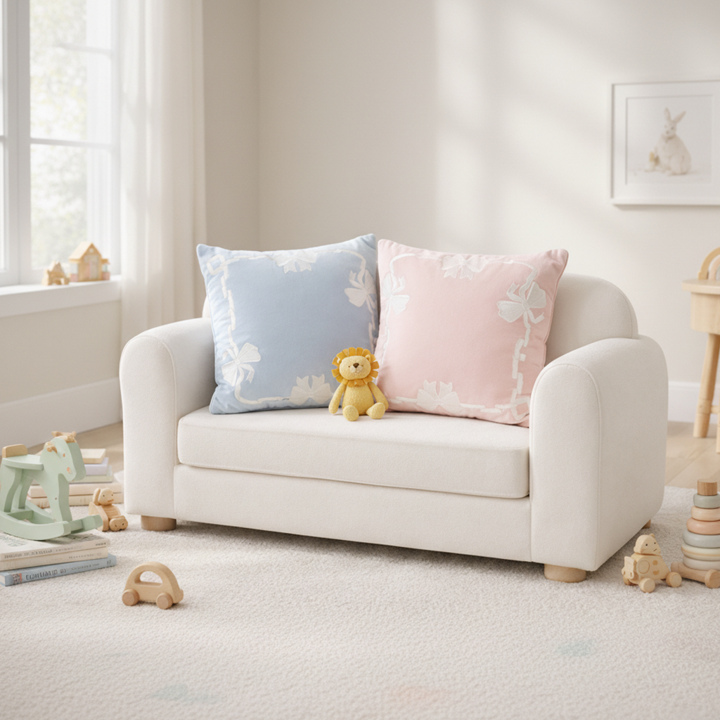 Blue Ribbon Cushion Cover in Velvet