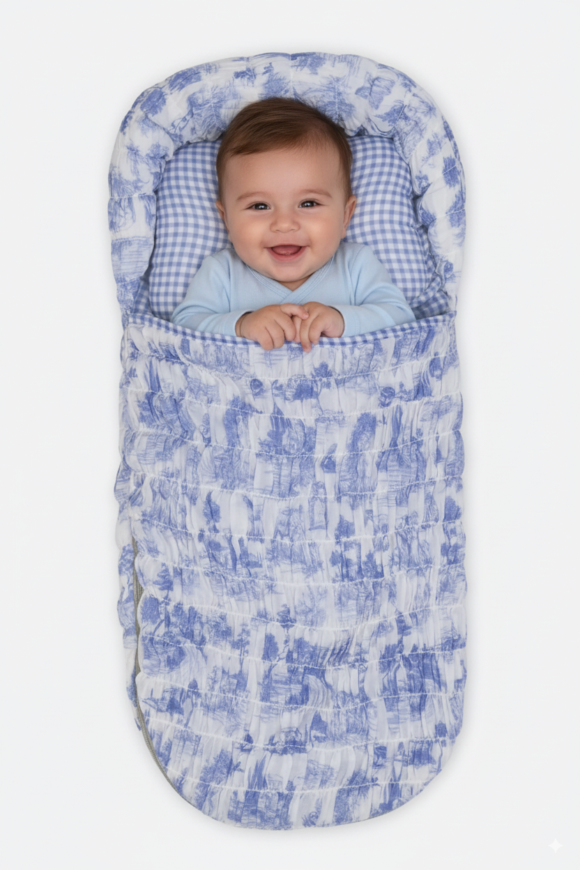 Blue Toile Sleeping Bag