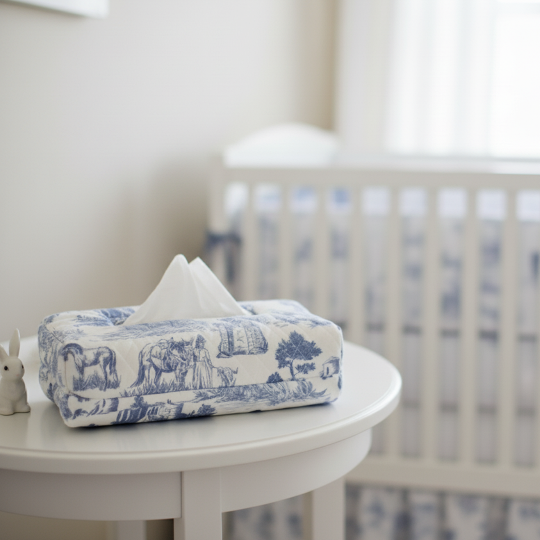 Blue Toile Tissue Box Cover