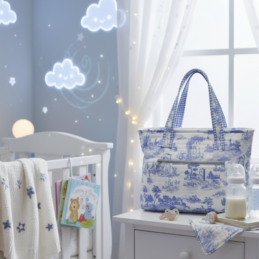 Blue Toile Diaper Bag