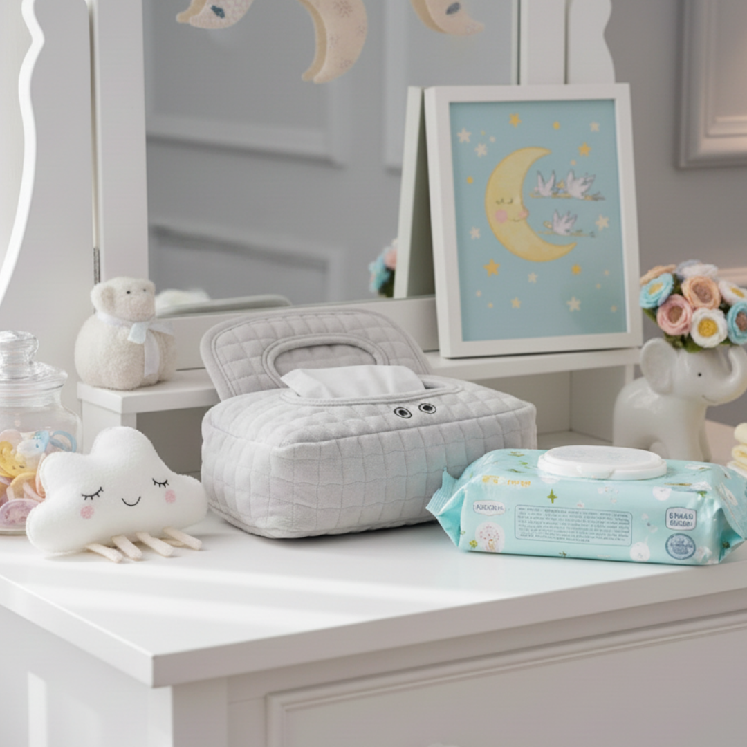 Grey Petite Luxe Baby Wipes Cover