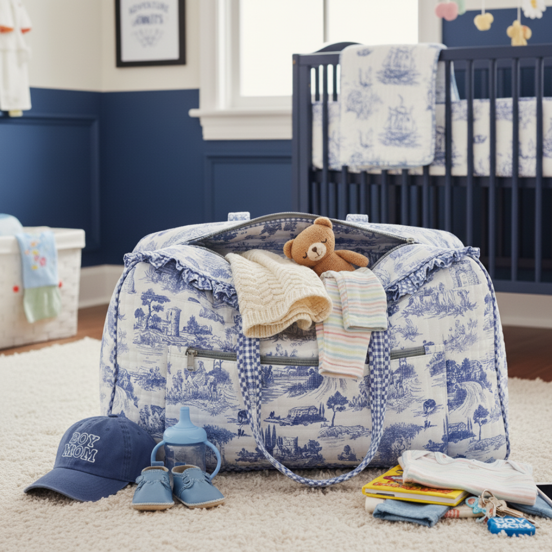 Blue Toile Weekender Bag