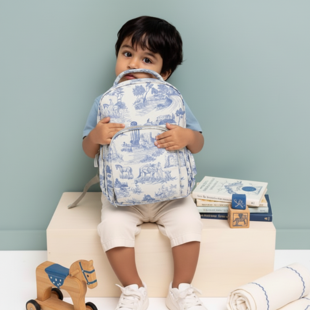 Blue Toile Whimsical Backpack