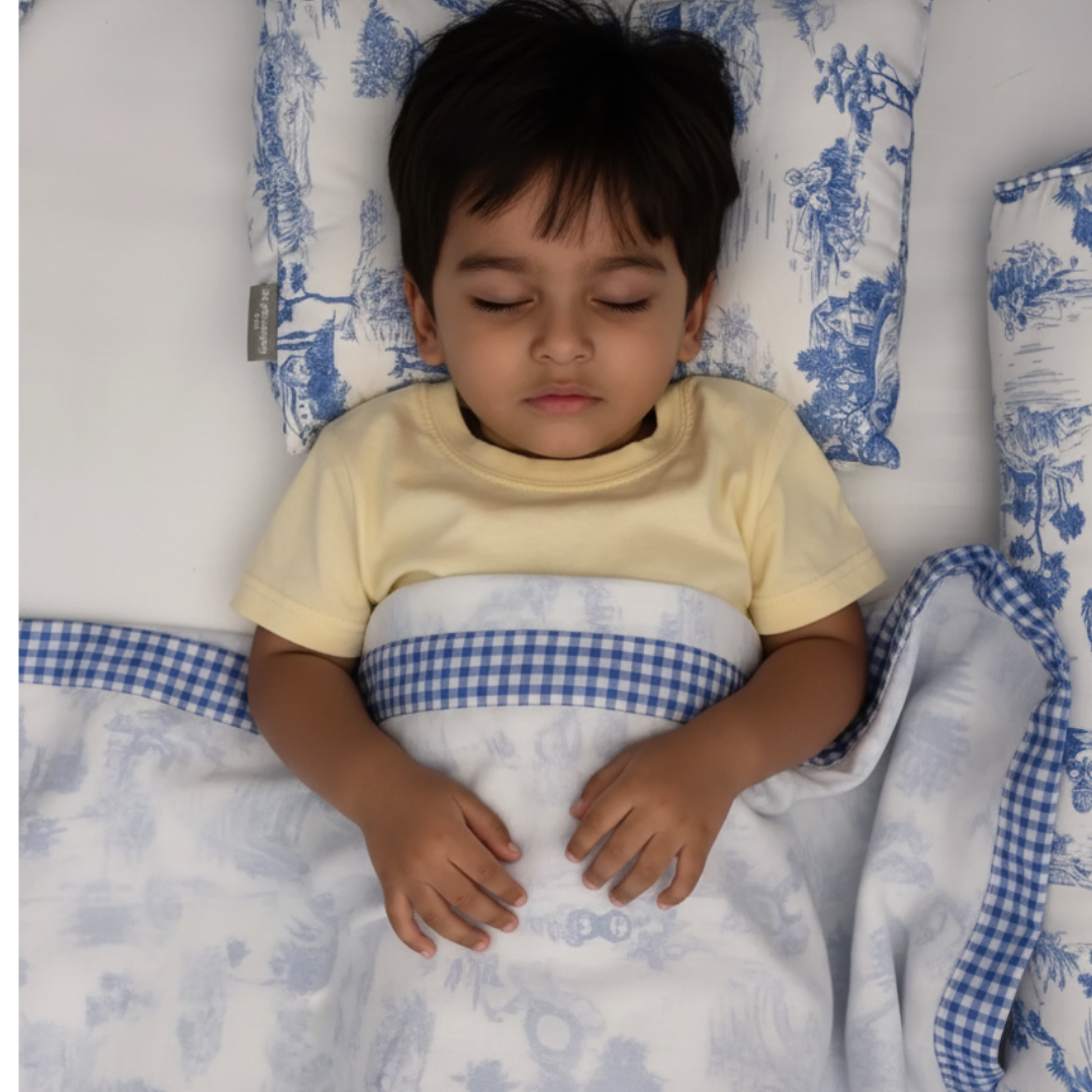 Blue Toile Cotton Blanket