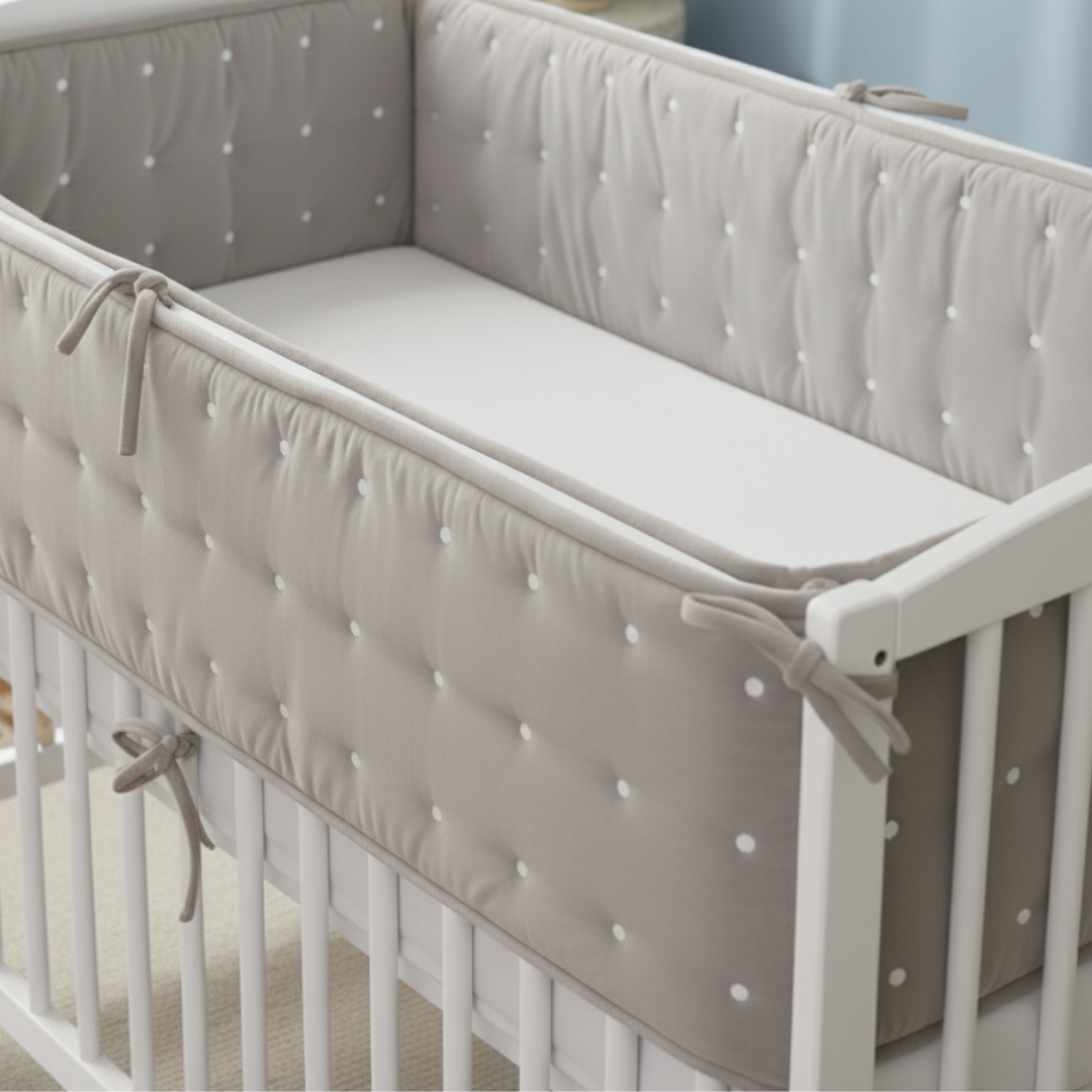 Grey Dot Dreams Crib Bumper