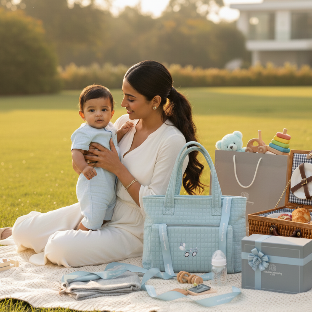 Blue Petite Luxe Diaper Bag