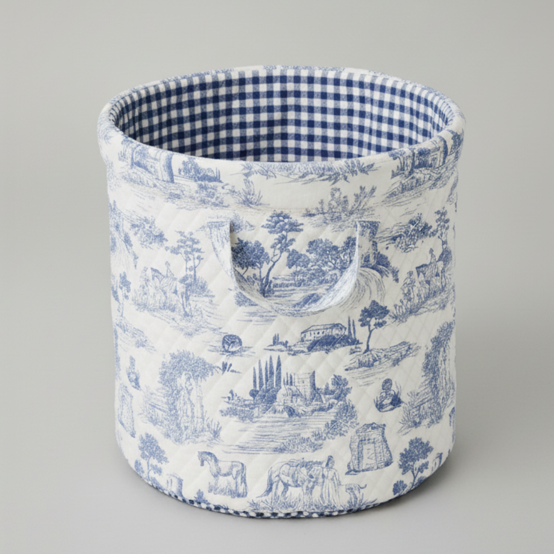 Blue Toile Organiser Bin