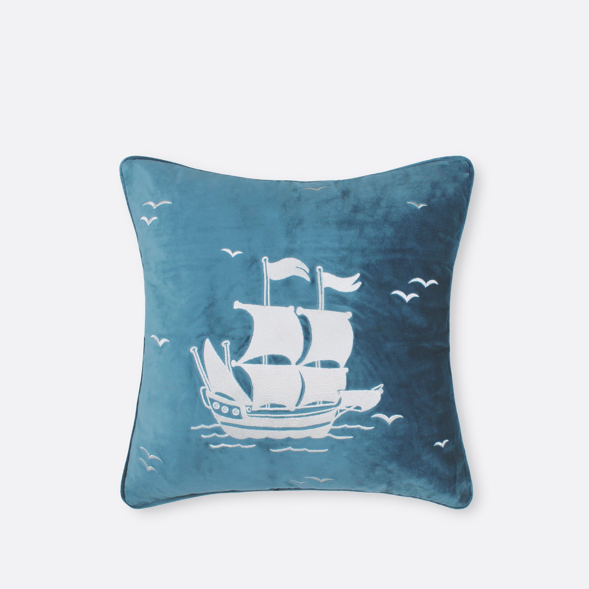 Sea Blue Sailboat Cushion Cover