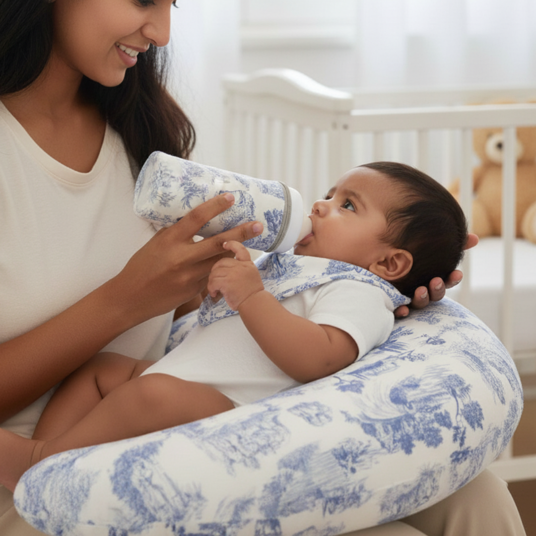 Blue Toile Feeding Pillow