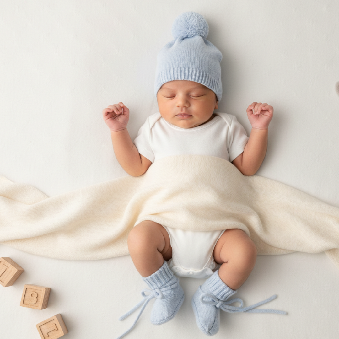 Blue Cashmere Luxe Hat and Booty set