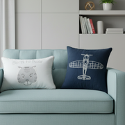 Navy Aeroplane Cushion Cover