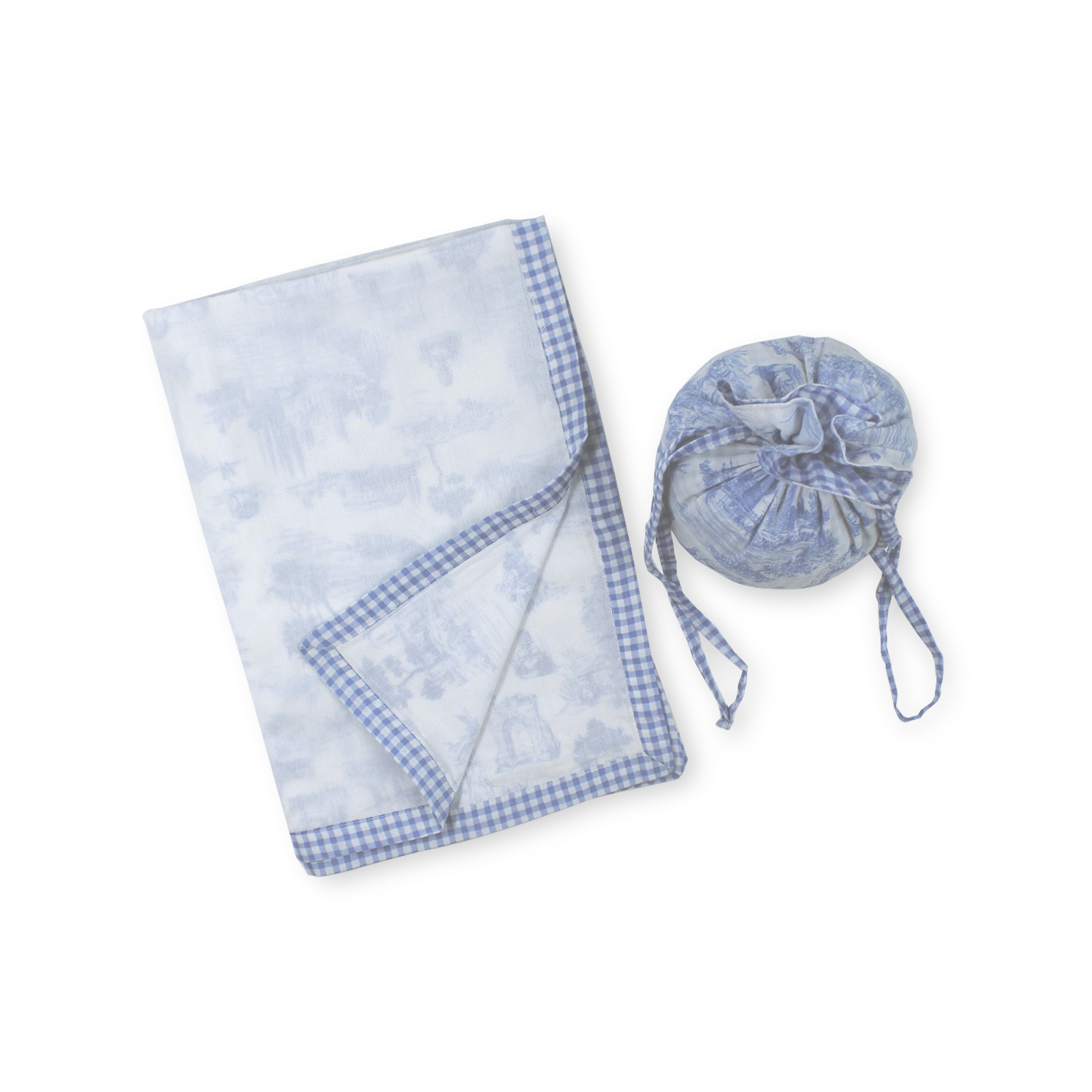 Blue Toile Cotton Blanket