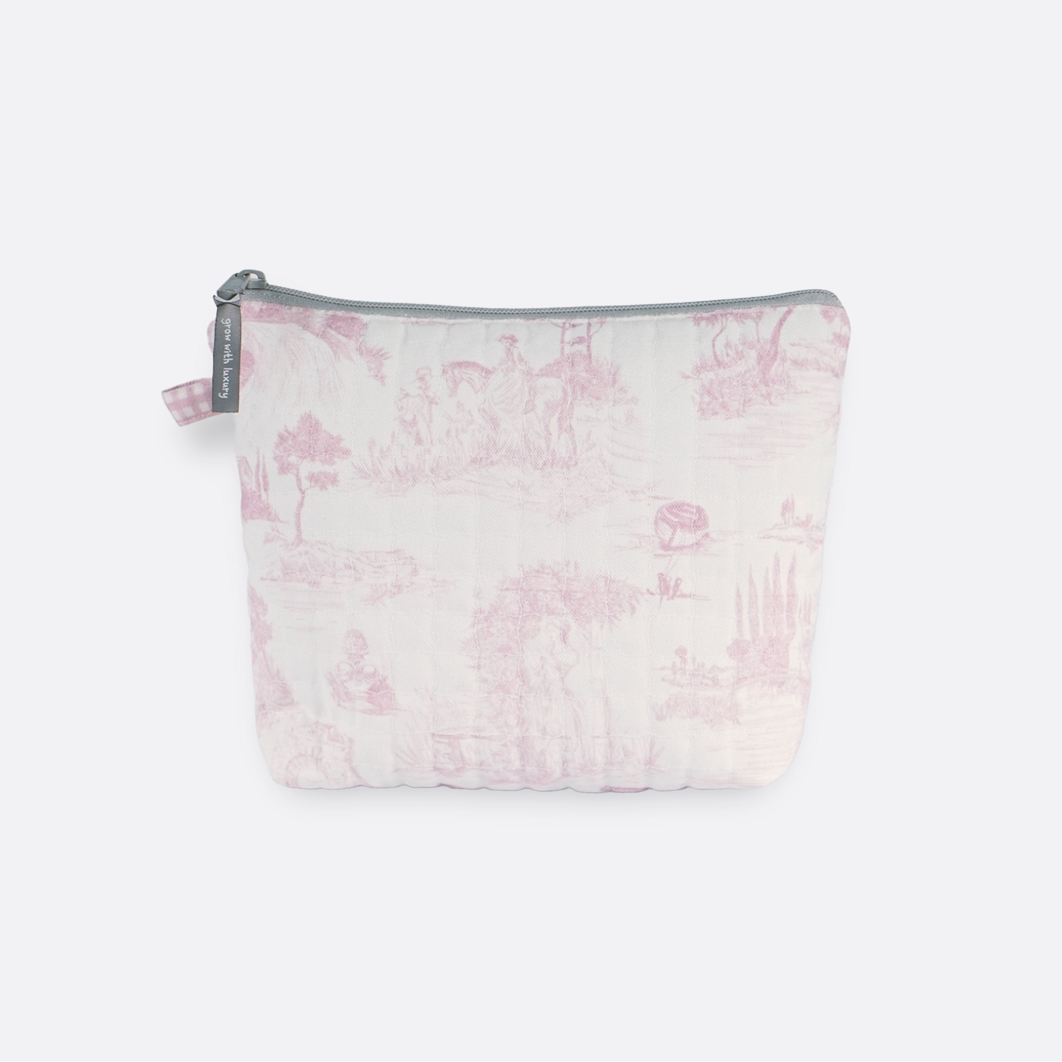 Pink Toile Essentials Pouch , Large