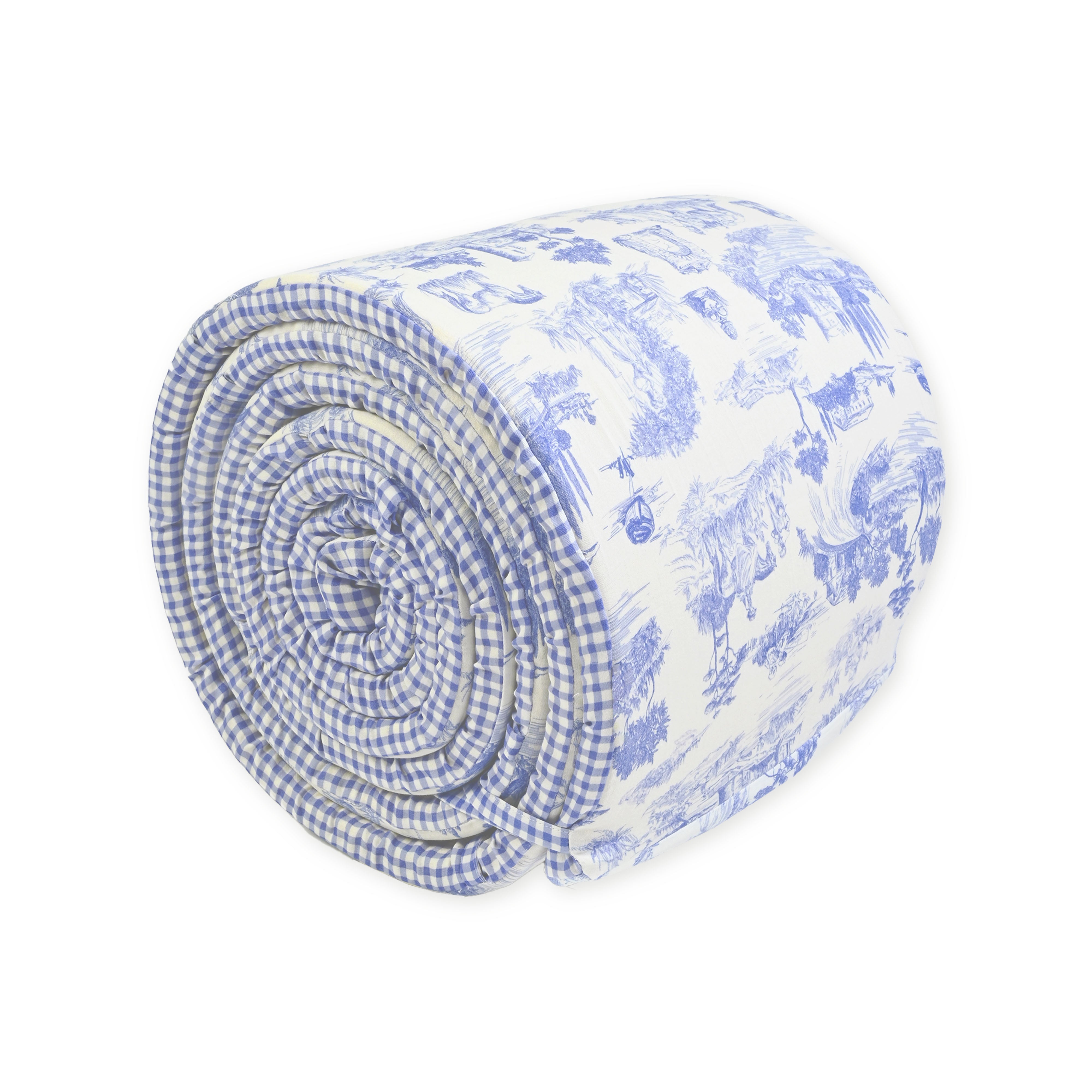 Toile Crib Bumper , Blue