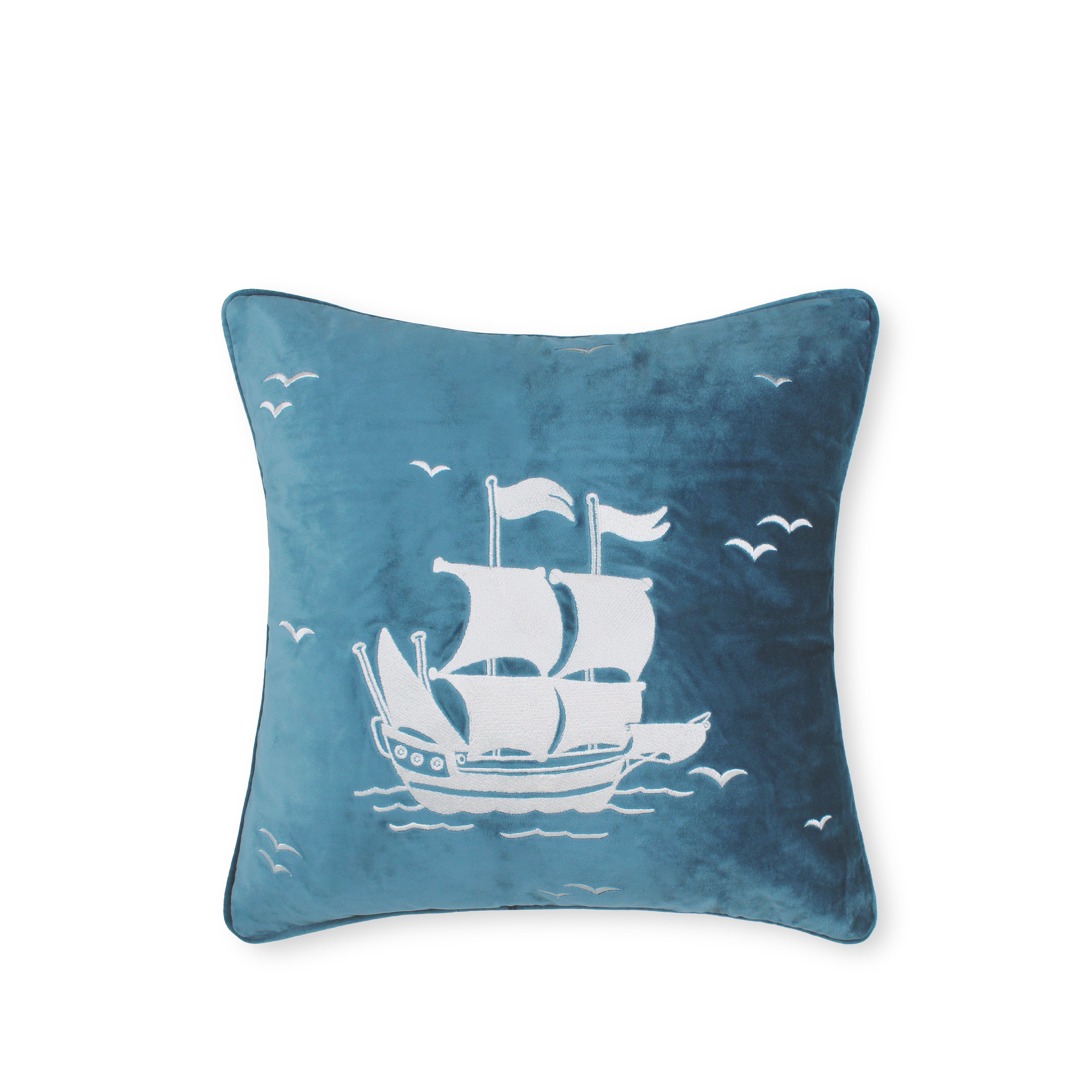 Sea Blue Sailboat Cushion Cover