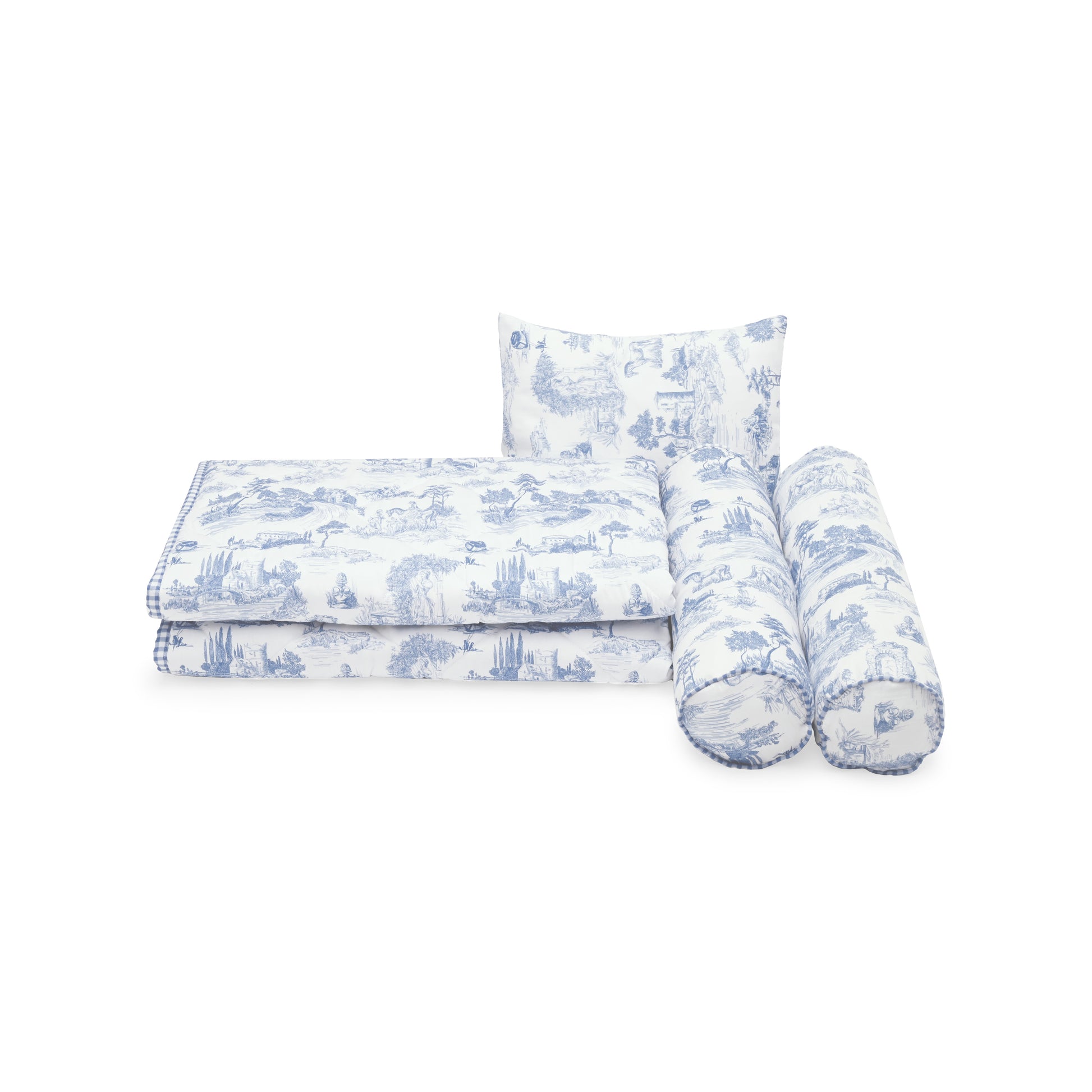 Blue Toile Crib Quilt — image 1
