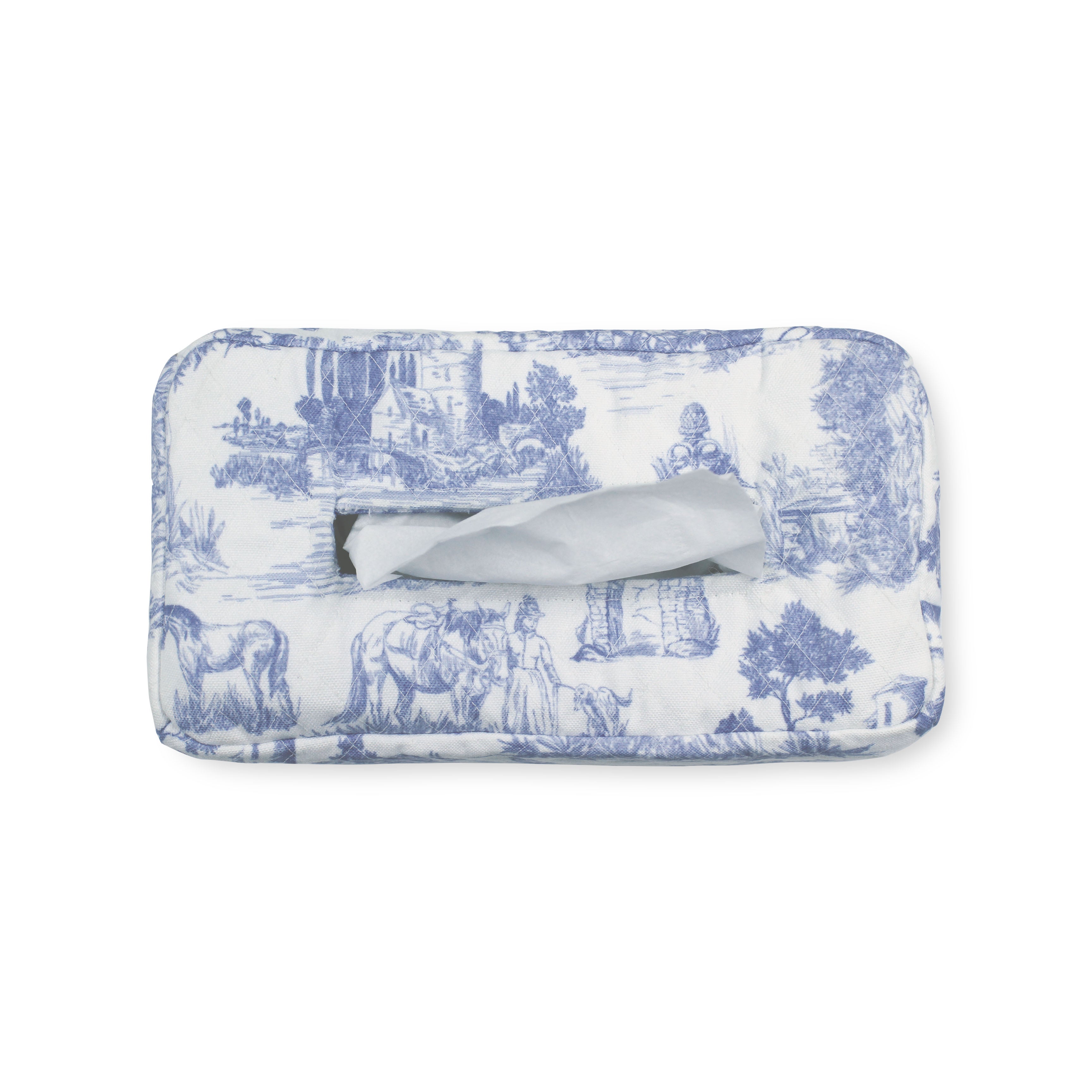 Blue Toile Tissue Box Cover